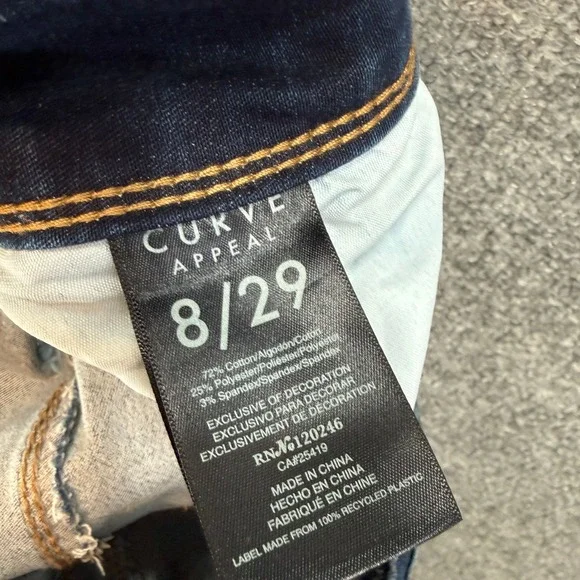 Curve Appeal Jeans Womens 8 Dark Blue Curve Creator High Rise Skinny Denim - Picture 11 of 12